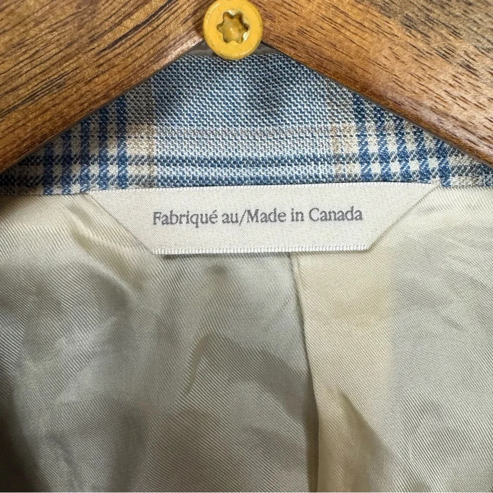 George Bass Ermenegildo Zegna Silk & Linen Blue Gray Plaid Blazer 45R‎